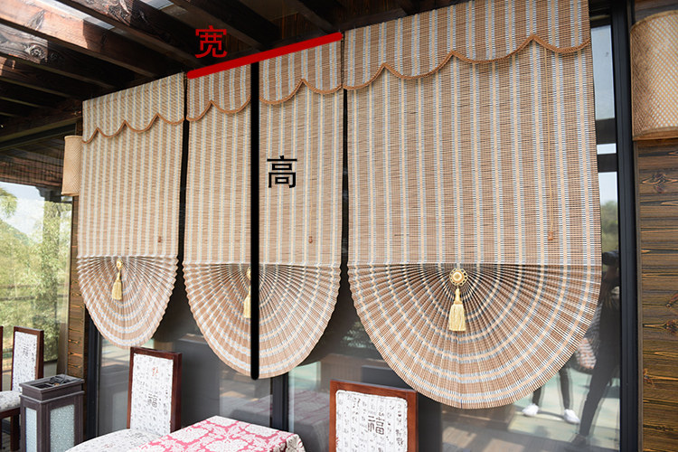 Шторы рулонные 定制日式竹帘窗帘卷帘遮阳升降扇形帘成品罗马帘酒店饭店竹门帘 Old GE plait