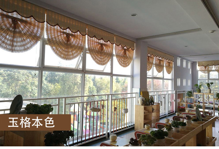 Шторы рулонные 定制日式竹帘窗帘卷帘遮阳升降扇形帘成品罗马帘酒店饭店竹门帘 Old GE plait