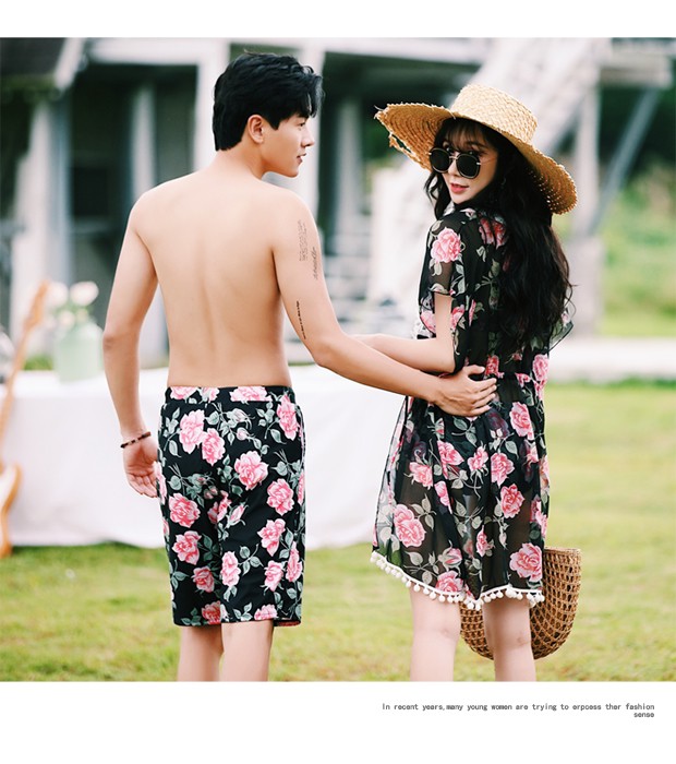 Cặp đôi đồ bơi nữ mới một mảnh áo thép tấm tụ tập Thân hình thon gọn che bụng trắng mỏng quần nam đi biển - Vài đồ bơi đồ đi biển cho cặp đôi