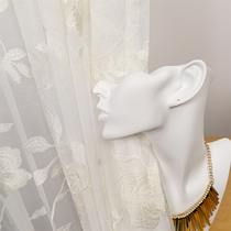 (Curtain Baby) FINISHED WINDOW YARN NORDIC FIELDS Delicate Fresh Peony Flowers Embroidered Veil Curtain Inner Hitch