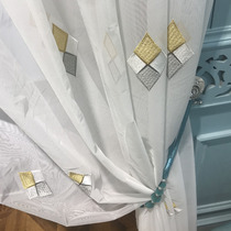 Finished curtain curtain partition curtain embroidered window curtain with yarn Diamond simple modern Chinese style