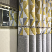 Curtain finished thickened shading air conditioning insulation lattice solid color splicing simple modern sunshade can be connected to high 3 2 2