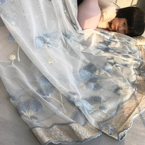 Gauze curtain finished ginkgo biloba three-color into the fairy good thing partition embroidery yarn curtain