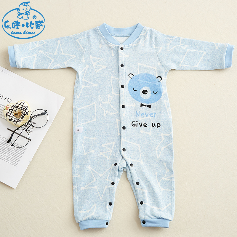 Leva Biwi newborns pure cotton male and female baby thin harater one-piece clothes baby climbing to spring and summer open gear long sleeves-Taobao
