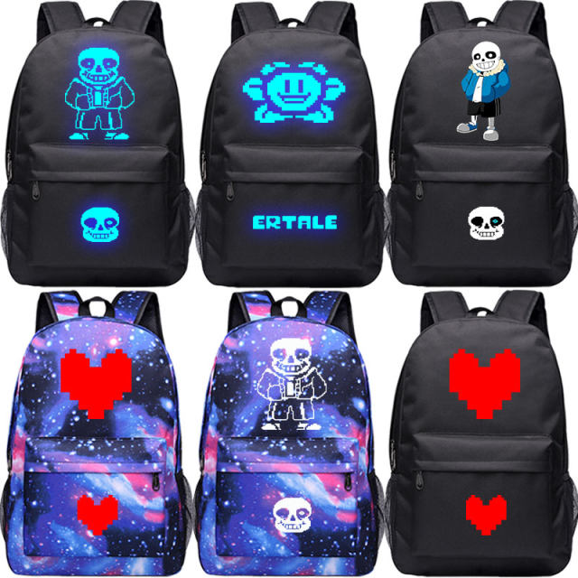 Luminous Undertale schoolbag male student backpack sans game undertale elementary school backpack girl