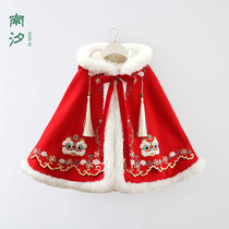 Baby girl Year of the Dragon Chinese style velvet cloak childrens girls Chinese New Year winter clothing girls Tang suit New Years clothing