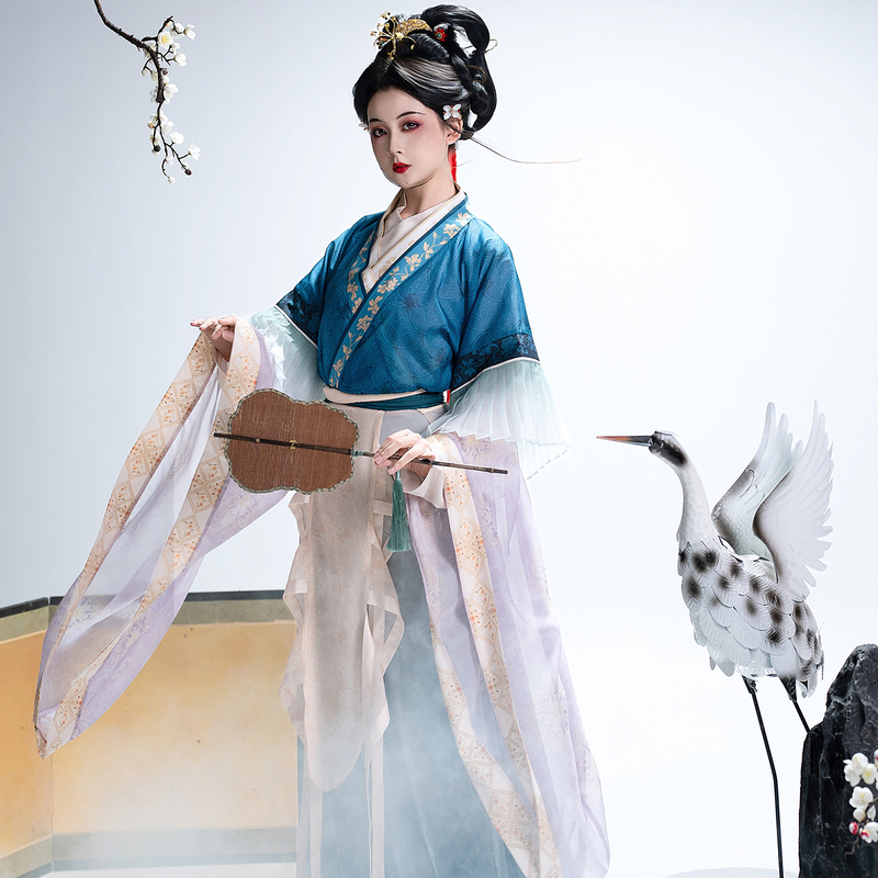 Jiuquxi Original Hanfu for Women [Shenyin] Fairy Costume, Ancient Painting Restoration Style, Wei and Jin Dynasty Large Sleeves, Autumn National Style New Product