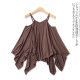 Irregular suspender shirt summer new style foreign trade women's clothing versatile and fashionable off-shoulder slim cloak vest 18154