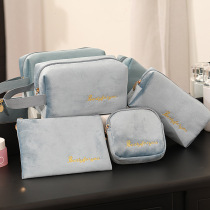 Portable lipstick envelope velvet cloth small portable mini Cosmetics makeup storage bag large capacity wash bag set