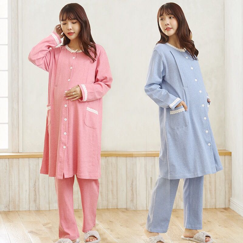 Thick cotton maternity pajamas set breastfeeding clothes maternity home clothes confinement clothes autumn and winter prenatal and postpartum