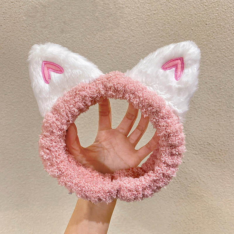 Home hairband cute three-dimensional fox ears face wash headband girls net red sweet plush headband make-up headband