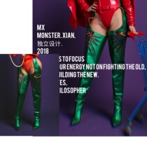 MX monster Independent Design Sequin Large logo Waist Super High Boots for Men and Women
