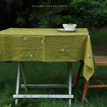 Dressmaking Great Uncle New original Law Style Fields Garden Orchid Embroidery Linen Table Cloth Customized Rectangular Table Cloth