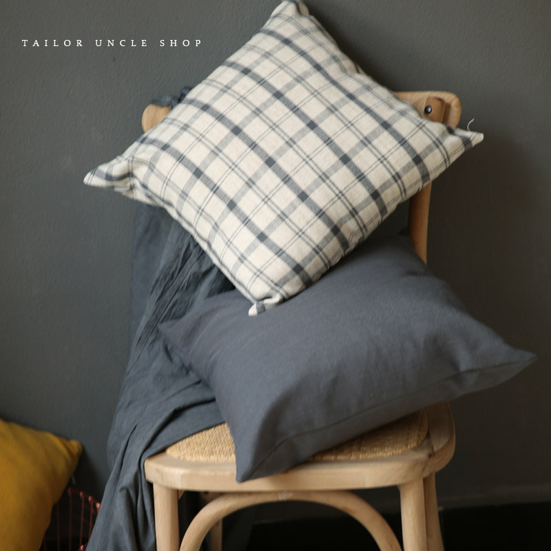 New products Home sofa Pillow Minima Nordic Plaid Cotton Linen Grey Cushions Office Lean on pillow cover with Core-Taobao