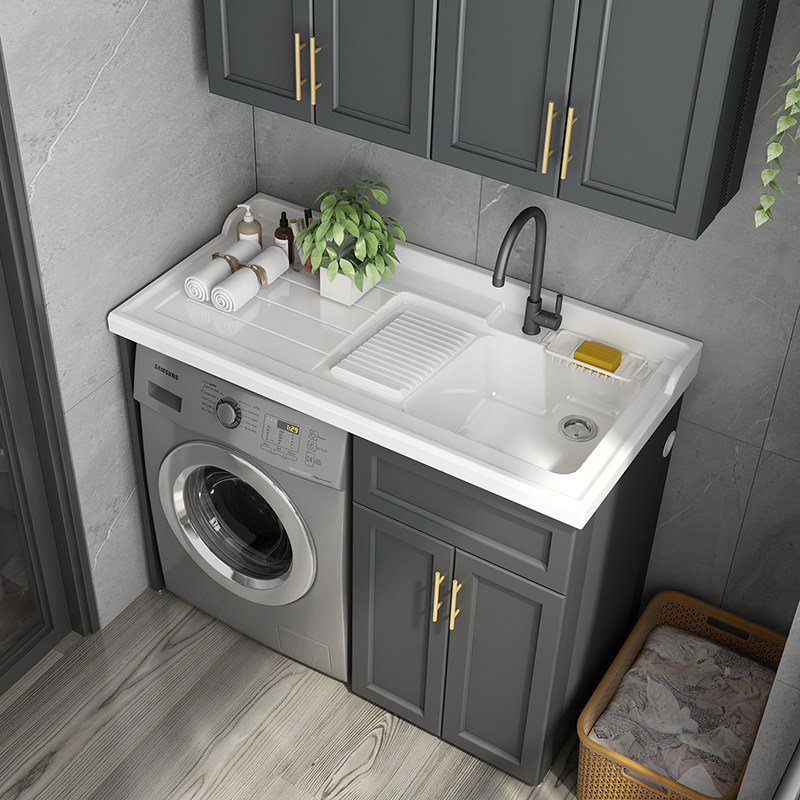Balcony space aluminum washing machine cabinet combination custom cut corner wash basin wash basin sink integrated companion wash wardrobe