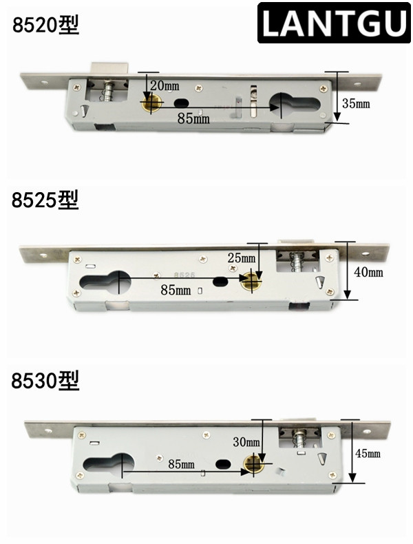 Broken bridge aluminium flat open door lock wooden door lock universal stainless steel single point lock body 8520 8525 8525 8530 8535