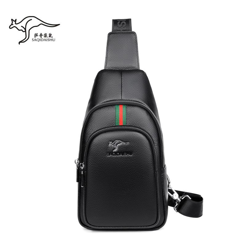 Saci Kangaroo Chest Bag Male Casual Men's Single Shoulder Skewed Satchel Head Layer Bull Leather Men's Bag Han Version Tide