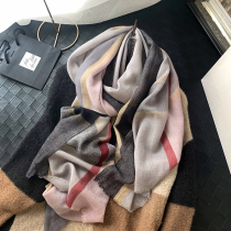 New wool scarf female winter Korean version of Joker color color color color warm thin plaid autumn long shawl Autumn Winter