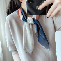 Silk 70 small square scarf female spring and autumn 100% mulberry silk Joker light gold thread printing scarf color scarf autumn and winter