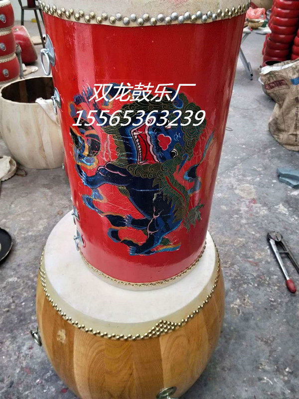Straight barrel drum Lanzhou Taiping Drum Rhyme song Drum Bull Leather Large Waist Drum Drum Whip Drum Whip Professional Production Drum Manufacturer