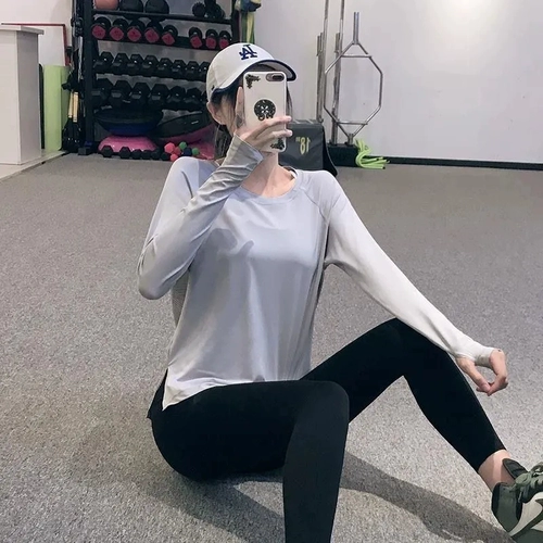 Спортивная одежда для йоги для спортзала, быстросохнущий демисезонный лонгслив, большой размер, оверсайз, по фигуре, для бега, красивая спина