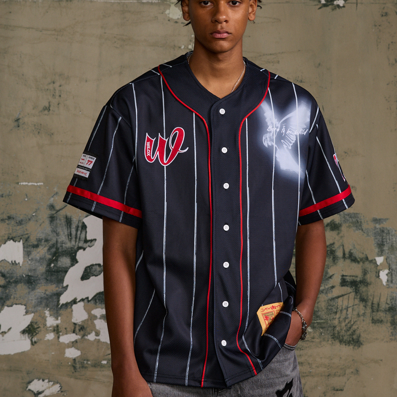 Wildx'Phantom Parrot' 77 Baseball Cardigan American Summer Trendy Brand Loose Short-Sleeved Shirt
