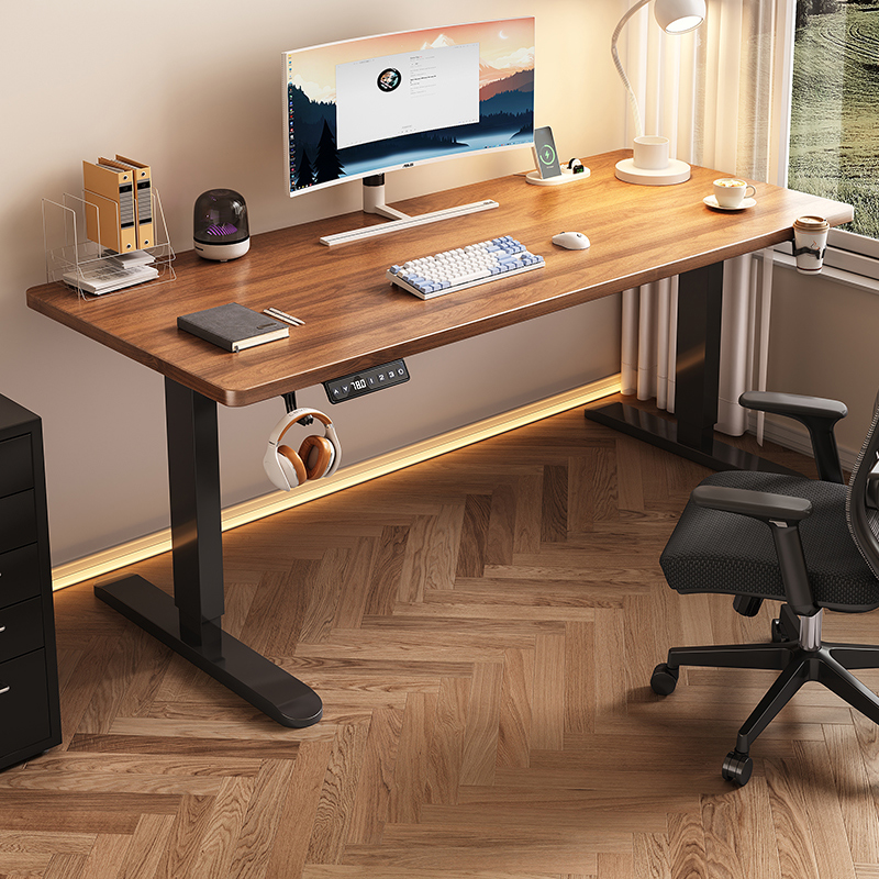 Solid wood electric lifting table intelligent computer desk can lift electric race table for home study office desk work desk-Taobao