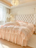 Class a Thickened Carved Milk Velvet Four-Piece Set with Quilted Bedspread, French Princess Style Ruffled Lace Bed Sheet and Duvet Cover for Winter