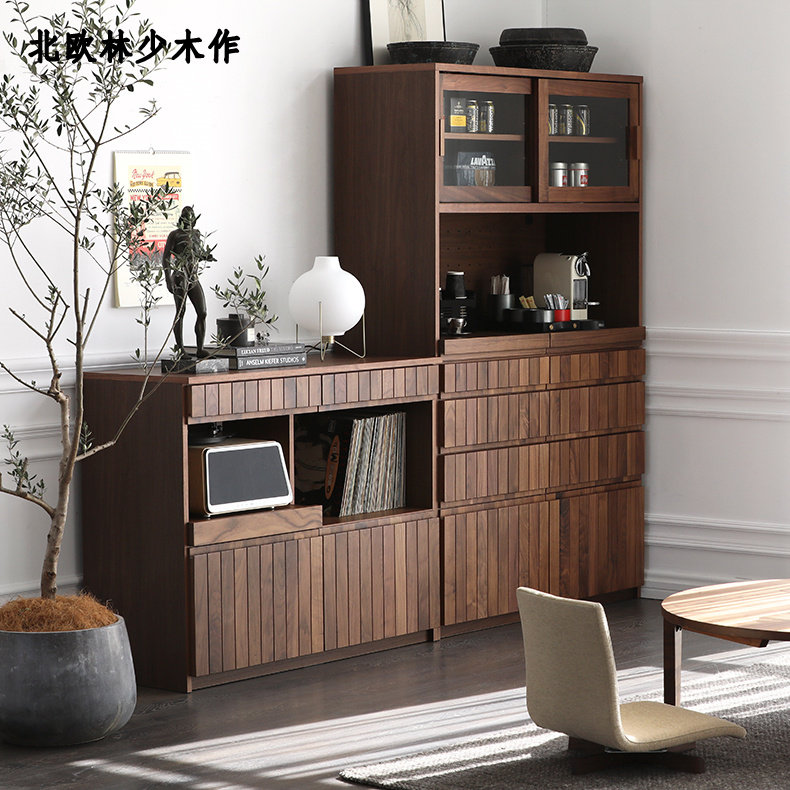 North American Blackhu Peach Wood Cupboard cabinet Dining Side Cabinet Short of a high section Bowl Cabinet Multifunction Tea Water Cabinet Leaning Against Wall-Taobao
