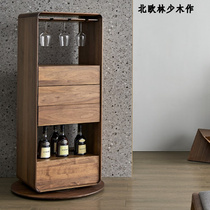 North American Black Walnuts Wood Wine Cabinet Nordic Living Room Rotating Cabinet Modern Minima Home Restaurant Wine Cabinet Wine Cabinet Red Wine Cabinet