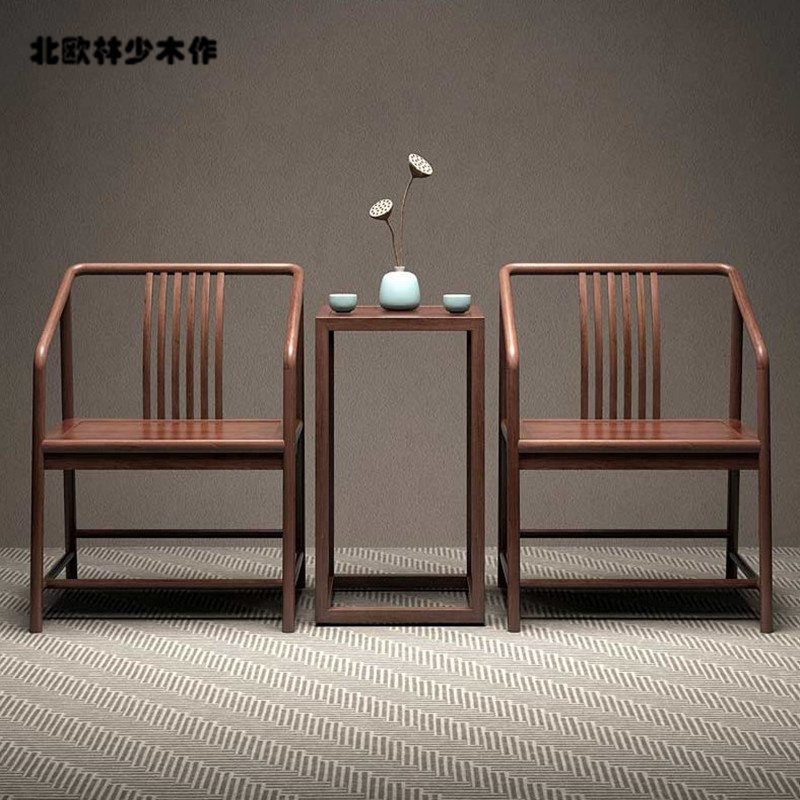 New Chinese style round chair tea table master chair tea chair North American black walnut chair solid wood Taishi chair comb back chair throne