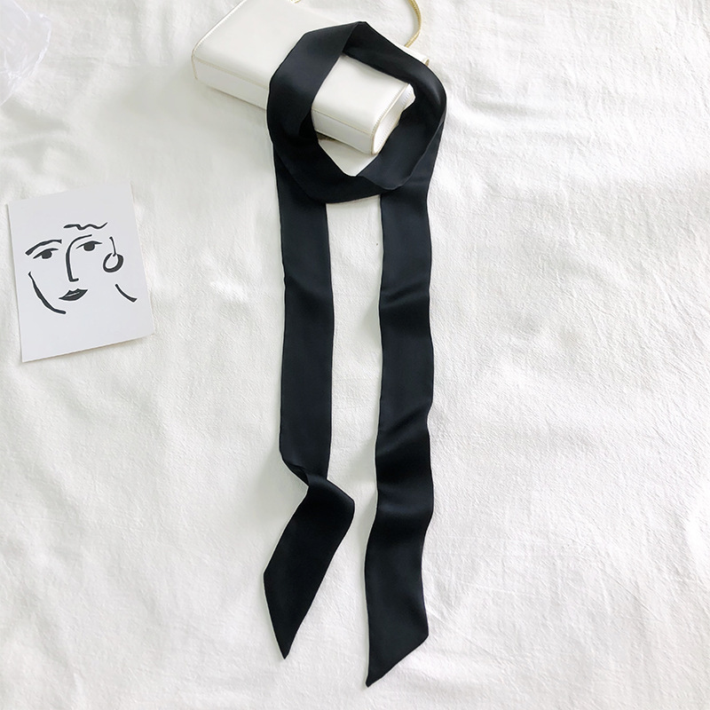 Black Ribbon Tie Neck Scarf for Women, Paired with a Shirt, Small Long Strip Hair Tie, Streamer, 2026 New Neck Accessory Black Ribbon Tie Neck Scarf for Women, Paired with a Shirt, Small Long Strip Hair Tie, Streamer, 2026 New Neck Accessory