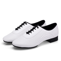 Mens modern dance shoes Ballroom dance shoes Low-heeled Latin shoes Adult two-point soft-soled National Standard waltz dance shoes