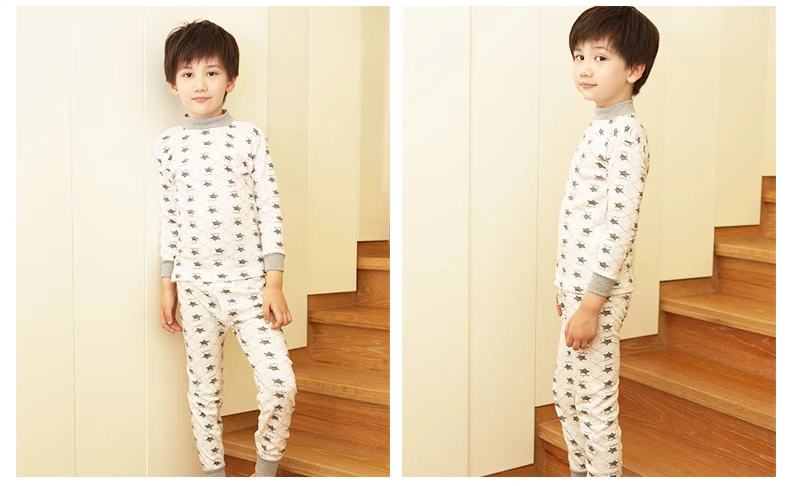 Đồ lót đậu đỏ đặt trong quần áo bé trai mùa thu bé trai mặc áo len cotton cổ áo bé trai cotton cotton quan lot tre em