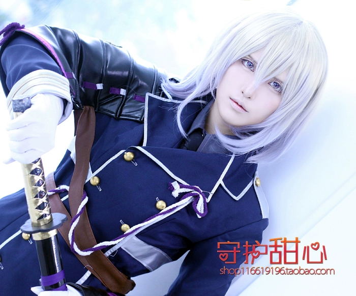 {Sweetheart Home} Miễn phí vận chuyển Touken Ranbu Bone Gourou Toshiro Wakizaka Thu ngân bên trong White Spot Cosplay Wig - Cosplay