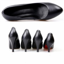 Real Leather Working Shoes Woman Black High Heel Shoe Etiquette Student Art Examination Career Shoes With Fine Heel Round Head Interview Single Shoes