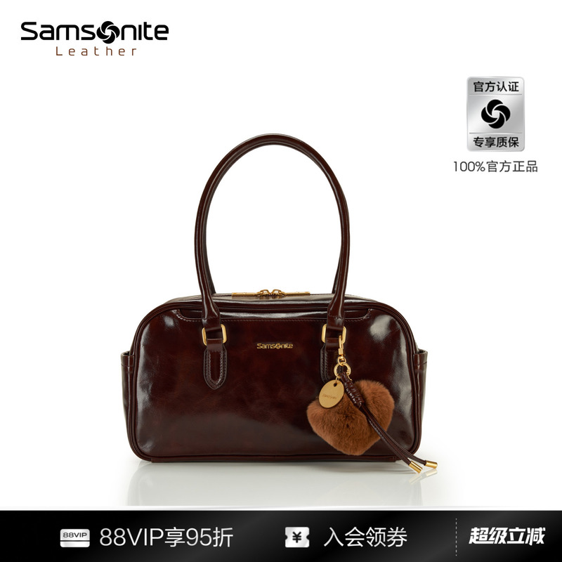 Samsonite Shoulder Bag, New Underarm Boston Bag, High-End Leather Bag, Stylish Gift for Girlfriend Ny4