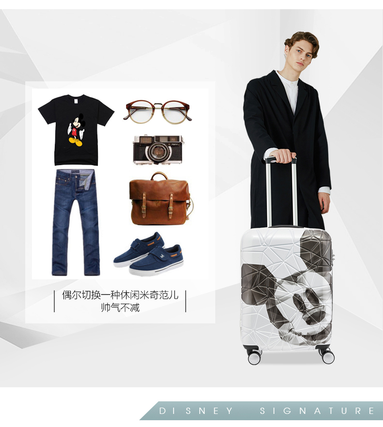 Samsonite / Samsonite phim hoạt hình Mickey vali xe đẩy có thể mở rộng vali 20-28 inch AF9 - Va li vali giá rẻ