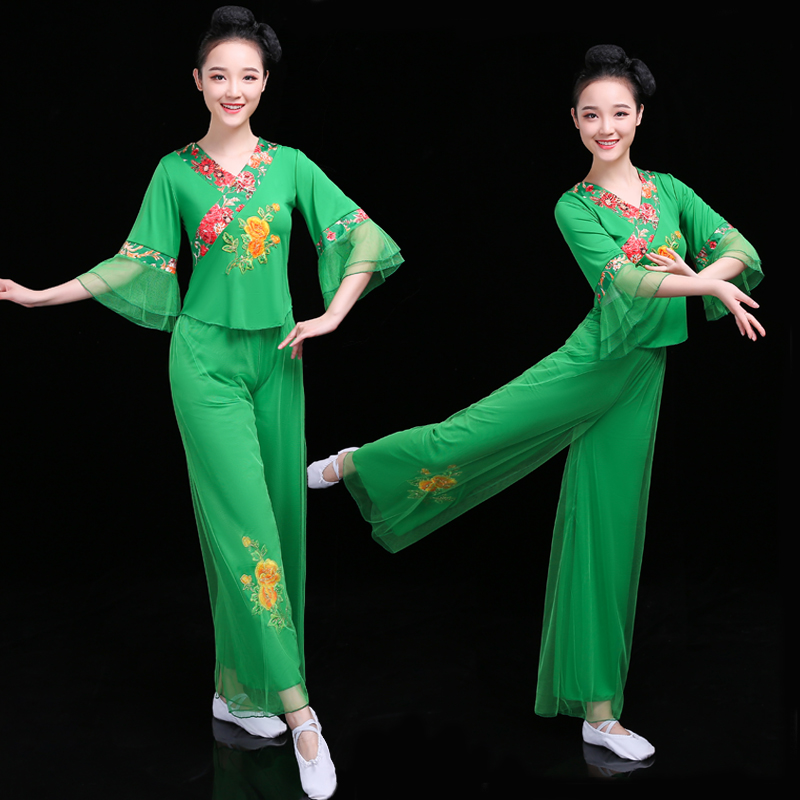 2020 Quảng trường Vũ Costume New Set Summer Khiêu vũ trang phục quần Trung niên Trung Sleeve Khiêu vũ Trang phục Nữ dành cho người lớn