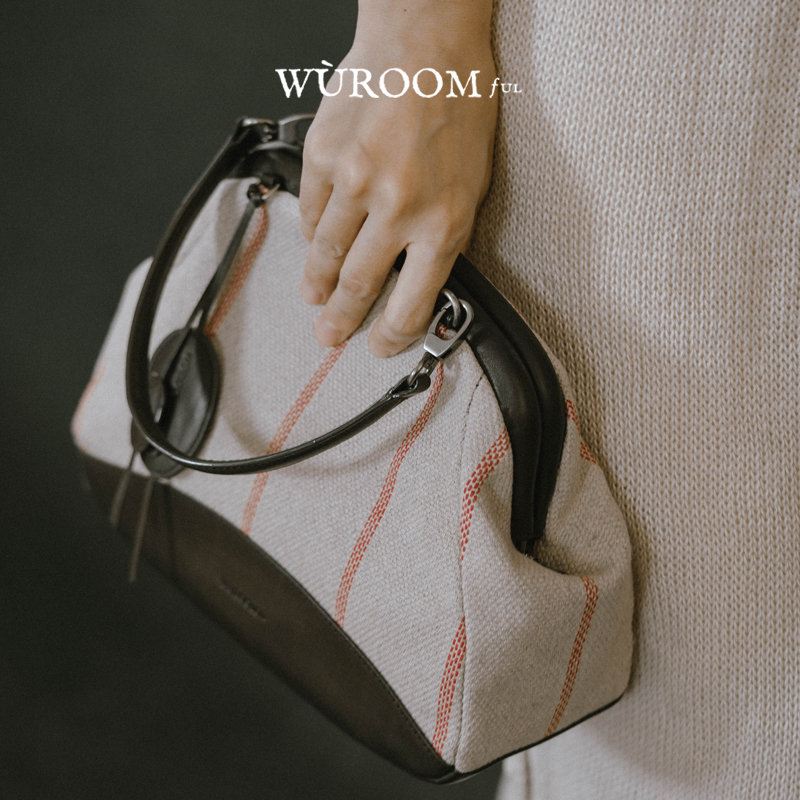 Wuroomful｜「Kiss Lock Series·Textured Linen Handbag」Cloud Small Tote