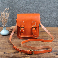 Original retro vegetable tanned leather mini Cambridge bag first layer cowhide girl's artistic genuine leather small messenger bag crossbody bag