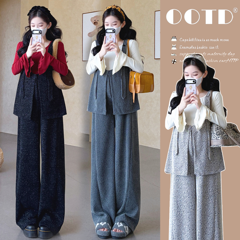 Maternity Wear Autumn 2026 New Design Stylish Overalls That Don'T Show Pregnancy, Paired with a Long-Sleeve Top, Complete Set Maternity Wear Autumn 2026 New Design Stylish Overalls That Don'T Show Pregnancy, Paired with a Long-Sleeve Top, Complete Set