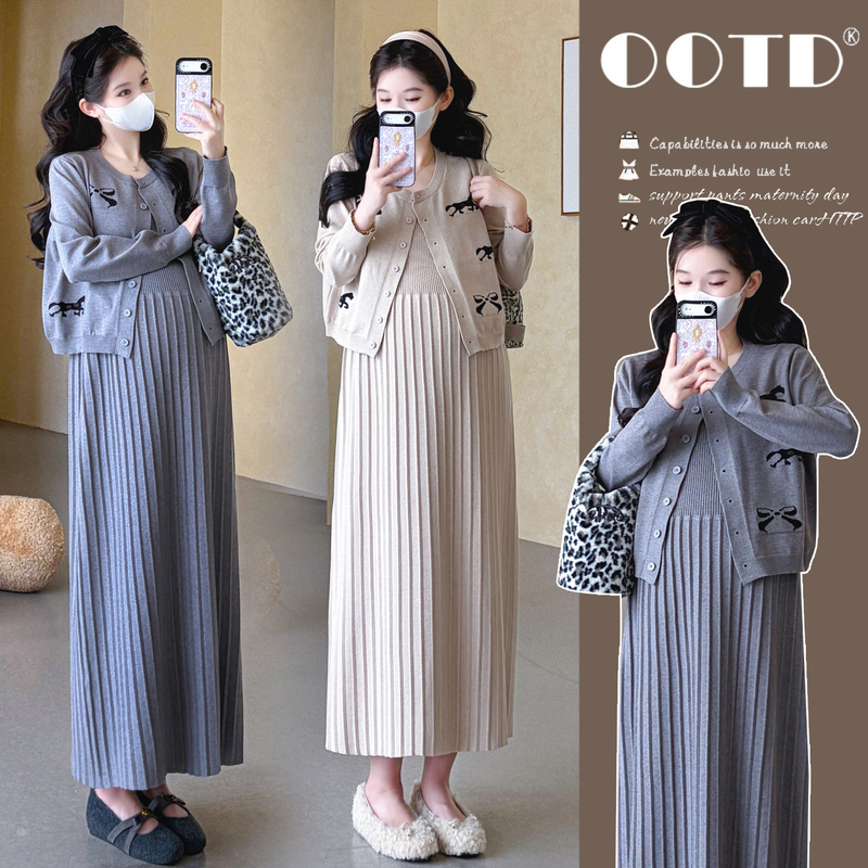 Maternity Wear Autumn Outfit 2026 New Early Autumn French Style Dress for Pregnant Moms Autumn and Winter Coat and Top Two-Piece Set Maternity Wear Autumn Outfit 2026 New Early Autumn French Style Dress for Pregnant Moms Autumn and Winter Coat and Top Two-Piece Set