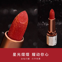 Marble style lipstick Matte long-lasting moisturizing is not easy to bleach lipstick Lip makeup ins net red wind small gold diamond