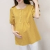 Vòng cổ lỏng kích thước lớn ngắn tay phụ nữ mang thai T-Shirt 2018 mùa hè thai sản dress ngắn áo sơ mi giản dị t-shirt triều