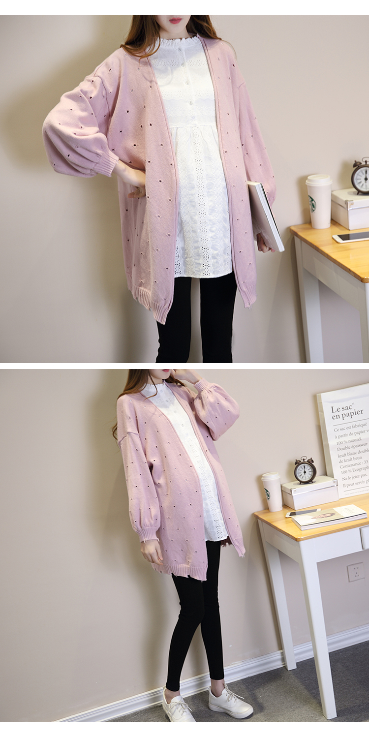 Mùa thu kích thước lớn thường phụ nữ mang thai cardigan + áo sơ mi thời trang hai mảnh mùa xuân và mùa thu phụ nữ mang thai phù hợp với áo len đan phù hợp với