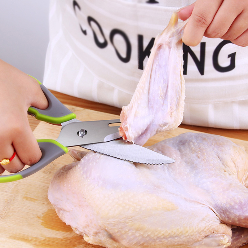 Kitchen household stainless steel scissors powerful chicken bone cut fish cut multi-functional sharp food refrigerator cut