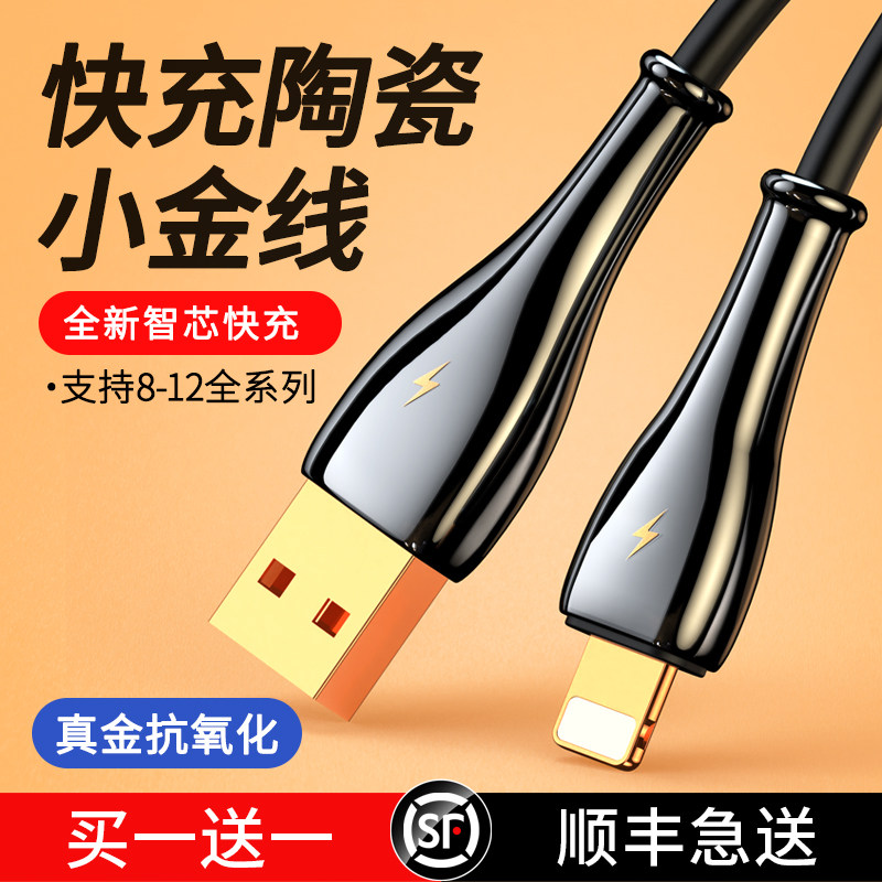 Apple data line ceramic PD fast charging data line iPhone charging line 12 mobile phone small gold thread suitable for xs11mini mobile phone charging line typec translaghting