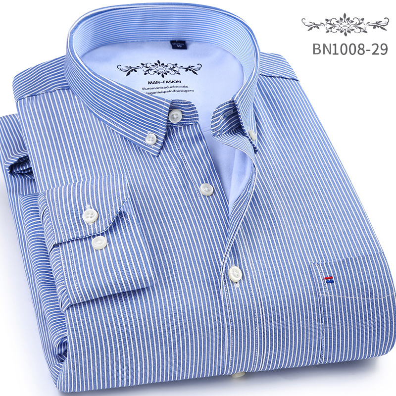 Mens áo ấm sọc trẻ cộng với nhung cộng với đồ lót dày mens Oxford quay kẻ sọc áo trung niên áo khoác.