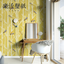 Modern minimalist Wallpaper Nordic style yellow bird birch forest wallpaper living room bedroom hotel background non-woven fabric